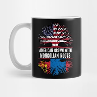 American Grown with Mongolian Roots USA Flag Mug